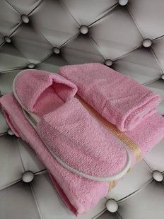Набор в сауну женский (полотенце-юбка, чалма, тапочки) Merzuka Pembe Махра