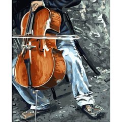 Картина по номерам Strateg ПРЕМИУМ Музыка виолончели с лаком размером 40х50 см VA-3617