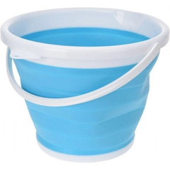 Ведро 5 литров туристическое складное Silicon Collapsible Bucket Голубое