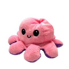 Мягкая игрушка осьминог перевертыш двусторонний «веселый + грустный» Розовый фиолетовый