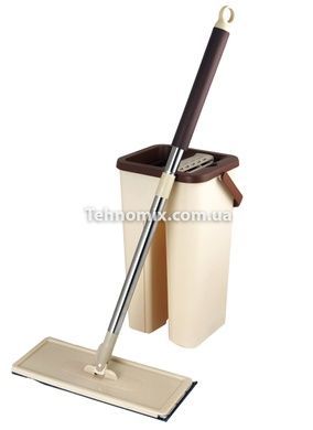 Комплект для прибирання сміття і швабра з віджиманням EasyMop 10л Бежевий