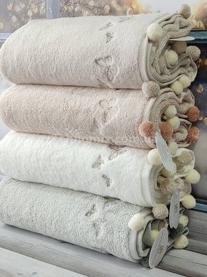 Полотенца с помпонами Pupilla Sila butterfly 50х90см Пенье набор 4шт