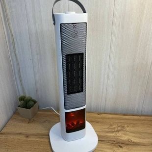Тепловентилятор напольный башенный с имитацией камина Белый