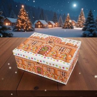 Коробка упаковочная подарочная Пряничный домик 3-й размер 23х16,5* 9,5см