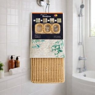 Комплект для ванної 2в1 шторка для душу 180*180см + килимок 40*60см Shower curtain W-6 Бежевий