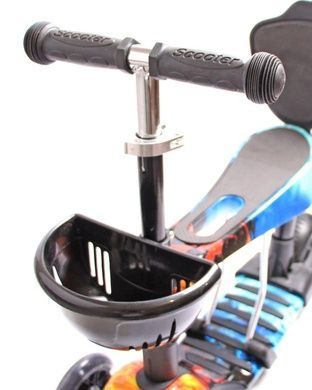 Детский самокат трехколесный 5в1 с родительской ручкой Children's Scooter Черный