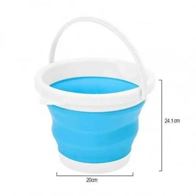 Ведро 5 литров туристическое складное Silicon Collapsible Bucket Голубое