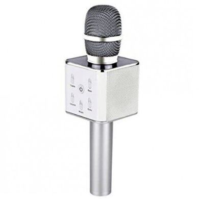 Портативний бездротовий мікрофон караоке Q7 + чехол Сріблястий