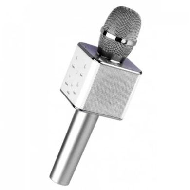 Портативний бездротовий мікрофон караоке Q7 + чехол Сріблястий
