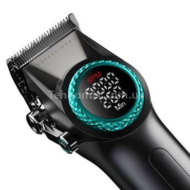 Машинка для стрижки волос аккумуляторная с 10 насадками и LED дисплеем VGR V-001 Черная