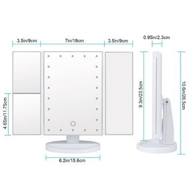 Косметическое складное зеркало Led Mirror с LED подсветкой white