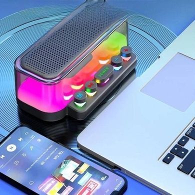 Колонка с 2 микрофонами и RGB подсветкой IPX5 Серая