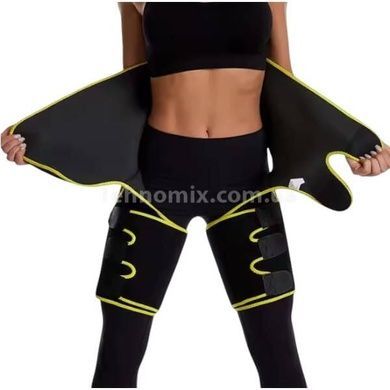Утягивающий пояс для похудения и коррекции фигуры ADJUSTABLE ONE PIECE WAIST BAND XL/XXL Черный Желтый