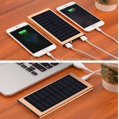 Power bank 20000mAh із сонячною панеллю Solar Charger Золото