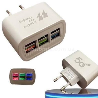 Адаптер Fast Charge 220v на 6 USB 3.1А Білий