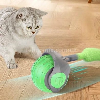 Іграшка для котів інтерактивна М'ячик з хвостом, що рухається Cat toy ball Зелений