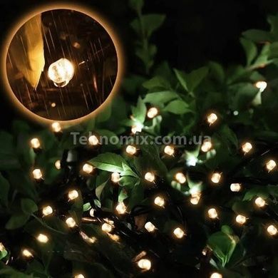 Гирлянда уличная с солнечной панелью 150м 1500LED Черный провод, теплый свет