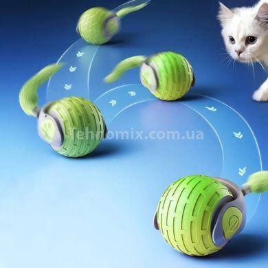 Іграшка для котів інтерактивна М'ячик з хвостом, що рухається Cat toy ball Зелений