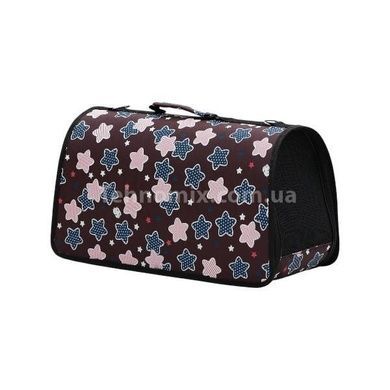 Сумка переноска для животных сетчатая 41&times;25 x 26 M For Friends paws Коричневая с звездами