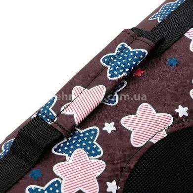 Сумка переноска для животных сетчатая 41&times;25 x 26 M For Friends paws Коричневая с звездами