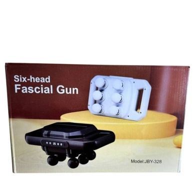 Масажер перкусійний для тіла 6 масажних головок Fascial Gun JBY-328 Чорний