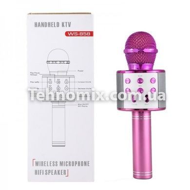 Караоке - мікрофон WS 858 microSD FM радіо Рожевий