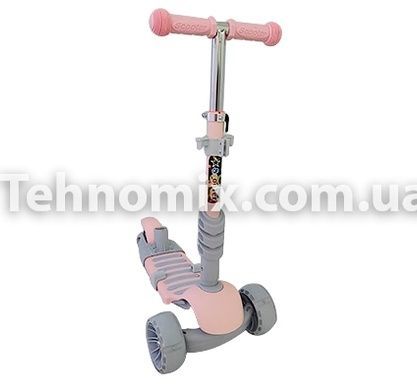 Дитячий самокат триколісний children's Scooter з батьківською ручкою і бортиком Рожевий