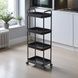 Етажерка підлогова 4-ярусна на коліщатках пластикова Storage rack AND906 Чорна