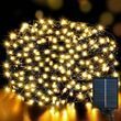 Гирлянда уличная с солнечной панелью 50м 500LED Зеленый провод, теплый свет