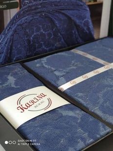 Покривало (250х260см) з наволочками (50х70см) Karina Francios Indigo Жаккард з оксамитовим набивкою