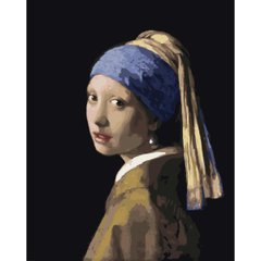 Картина по номерам Strateg ПРЕМИУМ Девушка с жемчужной серьгой с лаком размером 40х50 см (SY6635)