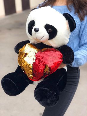 Плюшевый мишка Панда с сердцем в подарочной упаковке р-р L