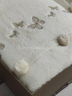 Полотенца с помпонами Pupilla Sila butterfly krem Пенье набор 2шт
