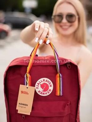 Рюкзак Fjallraven Kanken Бордова кольорова ручка