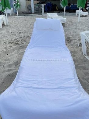 Чохол на шезлонг з кишенями та подушкою 210х80см Махра Білий