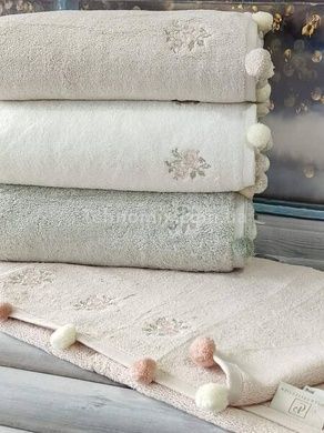 Полотенца с помпонами Pupilla Sila flowers 50х90см Пенье набор 4шт
