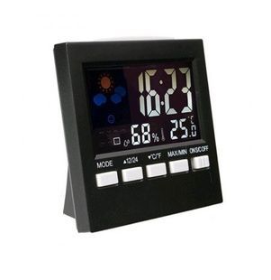 Цифрові годинник гігрометр LCD 3 в 1 HTC-1 Чорний