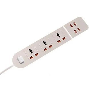 Подовжувач мережі 3 роз'єми / 4-USB / 3.4A Anti-Static BKL-02 Power Socket Білий