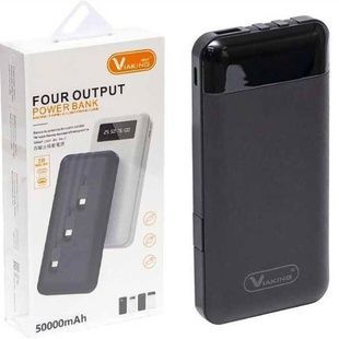 Power bank 50000mAh з проводами 3в1 Viaking N6 Чорний