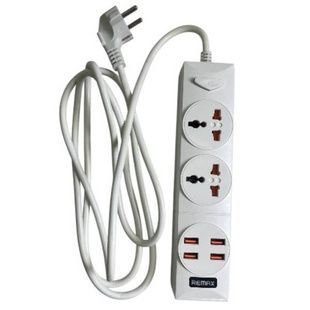 Подовжувач мережі 2 роз'єми / 4-USB / 3.4A Anti-Static BKL-01 Power Socket Білий