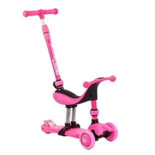 Самокат-велобег 3в1 трехколесный с подсветкой + родительская ручка BS-23180 Best Scooter Розовый
