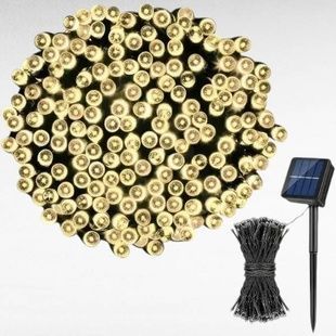 Гірлянда вулична із сонячною панеллю 100м 1000LED Чорний провід, тепле світло