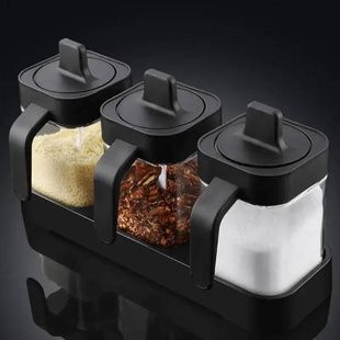 Набор для хранения специй на 3 банки Seasoning bottle set Черный
