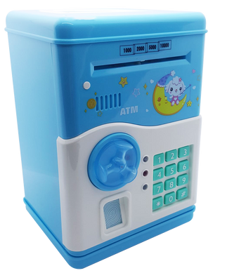Детская копилка Сейф Intelligent Savings Tank с отпечатком пальца голубая