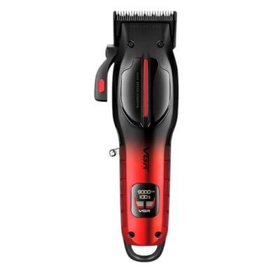 Машинка для стрижки с LED-дисплеем и 6 сменными насадками VGR V-026 RED Черная с красным
