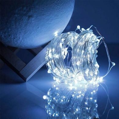 Гірлянда Роса срібний дріт USB з пультом д/в 40м 400LED Білий