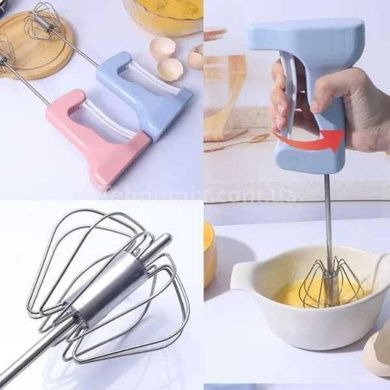 Ручний напівавтоматичний віночок Kitchen whisk Рожевий