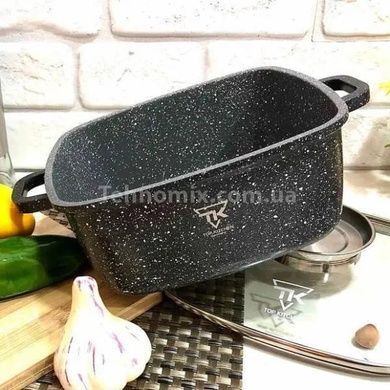 Каструля квадратна з антипригарним покриттям та кришкою 24см 4,5л Тор Kitchen ТК00055 Чорна