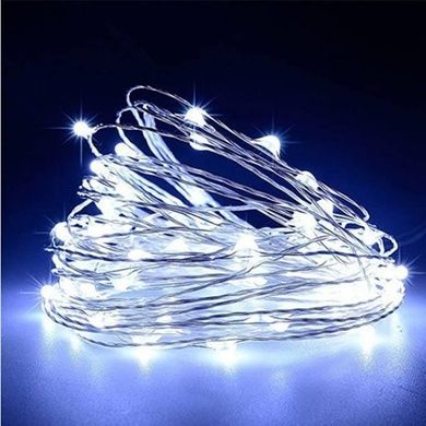 Гірлянда Роса срібний дріт USB з пультом д/в 40м 400LED Білий