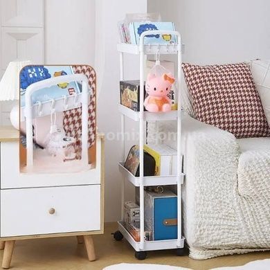 Этажерка напольная 4-ярусная на колесиках пластиковая Storage rack AND906 Белая